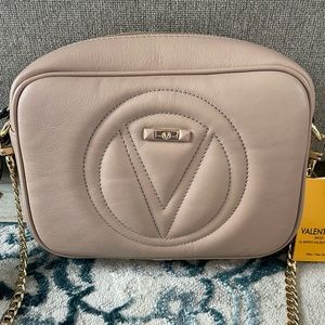VALENTINO Mario Leather Crossbody Camera Bag tan